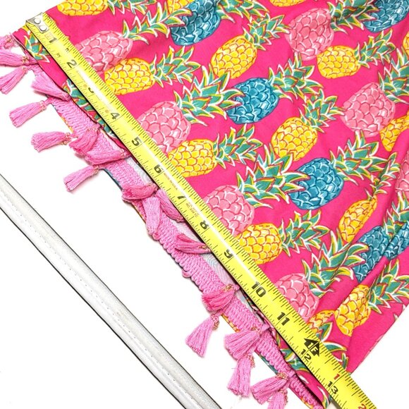 Simply Southern Pink Pineapple Shorts L/XL Fringe Tassel Pull On Tropical - Picture 11 of 16